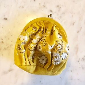 Anthropologie yellow beaded embroidered clutch